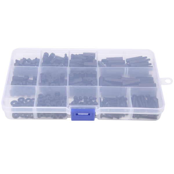 Skruvmutterbultsats Set M3 Nylon Hex StandOff Sortimentssats Boxed Fastener Black