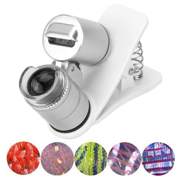 60X Mini Mikroskop Pocket Lupp Förstoringsglas LED Förfalskningsdetektor Förstoringsglas