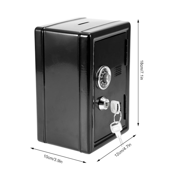 Barn som lærer leketøy Pengeboks Passord Pengemynter Sparer Safe Box Style Gave med 2 nøkler (svart)