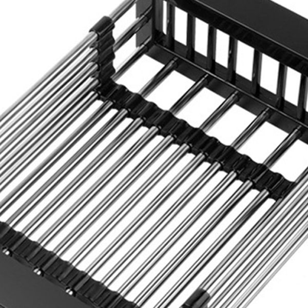 Over vasken Sil Rustfritt stål uttrekkbar design Sterkt bærende vask dørslag for tallerkener Frukt Grønnsak Stor Svart