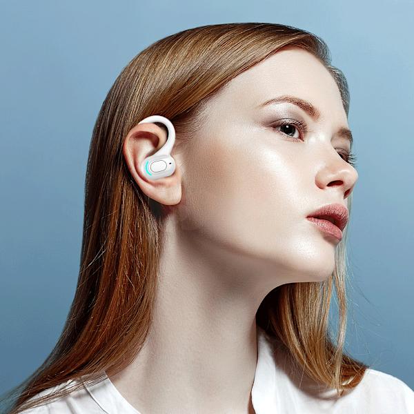 Yksikorvainen Bluetooth-kuuloke Puhdas valkoinen Stereo HD-ääni Langaton Mono-kuuloke Urheilujuoksuharjoitteluun