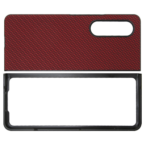 Fodral för vikbar mobiltelefon, fullständigt skydd för Galaxy Z Fold 3, kolfiberstruktur, röd