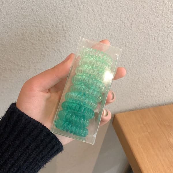 Elastiske Spiral Hårelastikker Telefonledning Formet Komfortabel Brug Spiral Hårelastikker til Piger Gradient Grøn