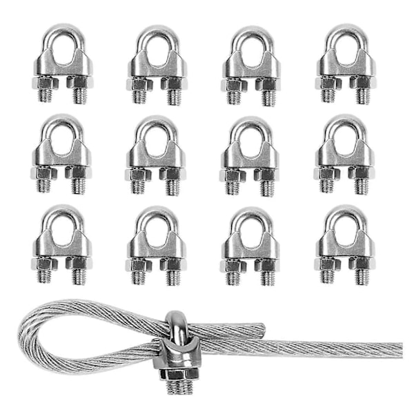 12 kpl Vaijerilukkoja M3 3 mm (1/8\") vaijerille, sinkitty teräs U-pulttisatula