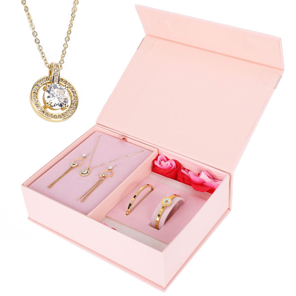 Kvinnor Kvinnliga smycken Set Halsband Örhängen Armband Set för Party Bröllopsfödelsedag