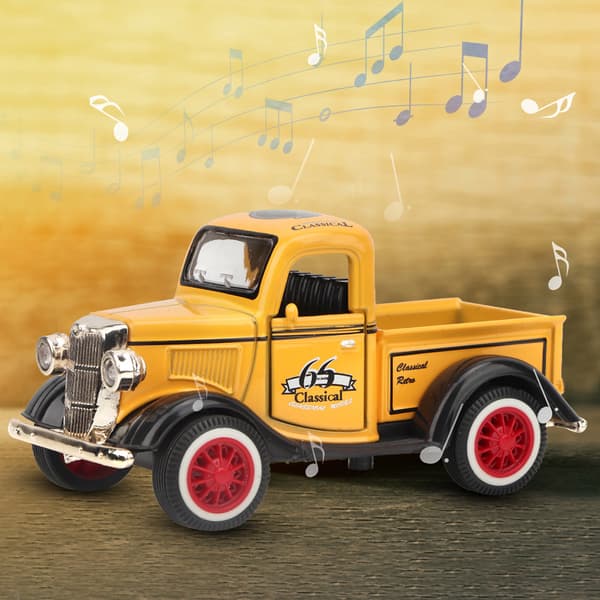 Legerings Pull Back Bil Legetøj Pickup Truck Model Støbt Legetøj Lyd Lys Bil Køretøj Legetøj (Gul)