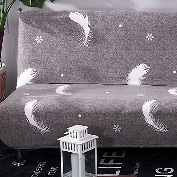 Armrestless Sofa Stretch Cover Folding Sofa Bed Protector Cover Printed Soft Sofa Slipcovers for Home Snowflake Grey Feather