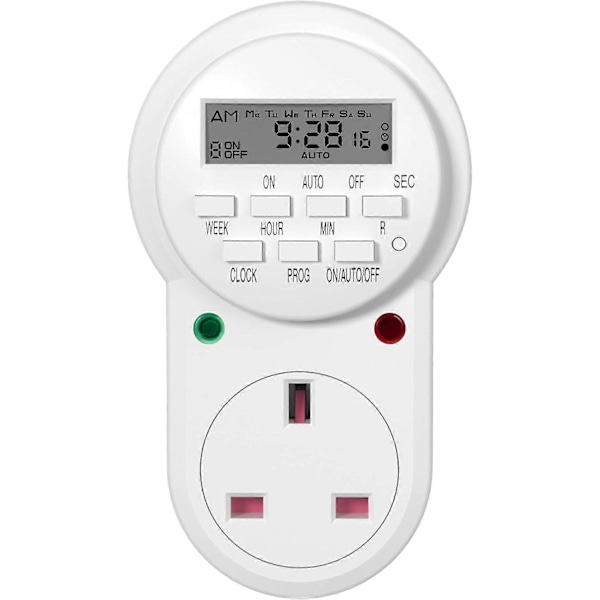 Ugentlig Programmerbar Elektronisk Digital Strømstik Timer med LCD-display