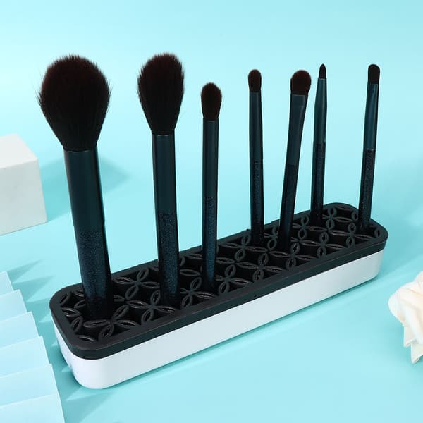 Bærbar Kosmetikbørste Neglepen Værktøjsopbevaringsboks Stativ Makeup Beholder Holder Sort