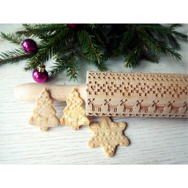 Skandinavisk Jul Präglingskavel. Lasergraverad Degkavel med Julmönster