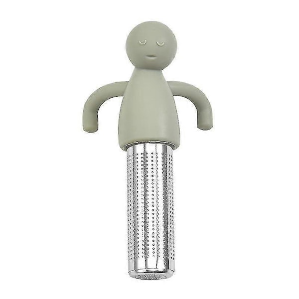 2 stk. te-infuser sæt i rustfrit stål og silikone, hængende tefilter te-infuser til løs te silikone te-infuser (lysegrå)