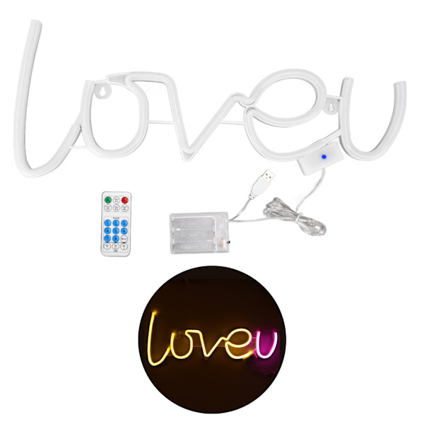 LOVEU Neonljus LED 18 Tangenter 8 Lägen Timing Fjärrkontroll USB-ljus för Heminredning 300LMWarm Vit + Rosa Ljus