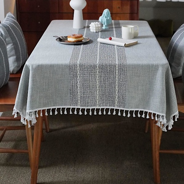 Thanksgiving Square Bomullslinneduk med Broderi och Tofs