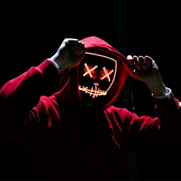 Poptrend LED-valaistu Halloween-naamio cosplay-asuun, karnevaaleihin, juhliin ja lahjaksi