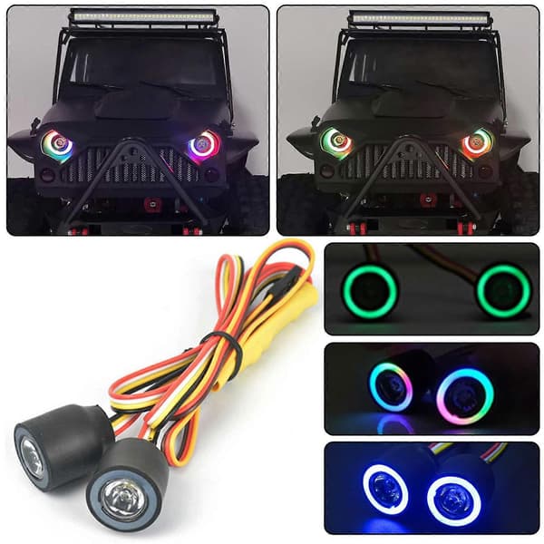 LED Angel-Eye Bilfrontlykter Multifunksjon RC-Bil Frontlykt for RC-Crawler Lastebiltilbehør 20mm