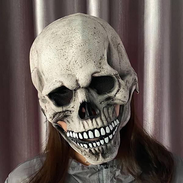 Halloween skräck skelett ansiktsmask i latex med rörlig käke Halloween fest cosplay kostym rekvisita dekorationer