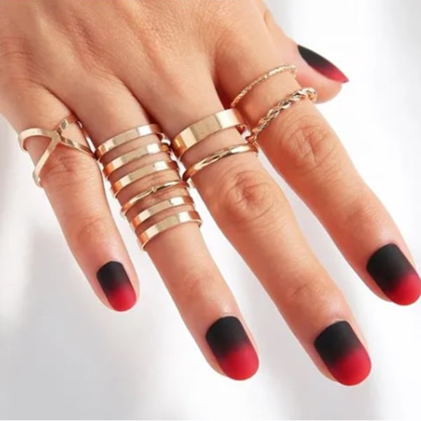 8 stk. Vintage Ring Sæt Stakbar Elegant Langtidsholdbar Guld Kno Ring Sæt til Kvinder