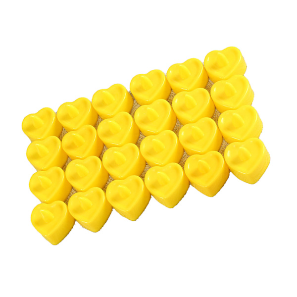 24 st kärleksformade LED-värmeljus i plast med fjärrkontroll för heminredning, gula