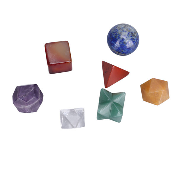 7 st chakra-helande kristaller geometriska mönster form halvädelsten dekorativa positiva energikristaller prydnad blandad färg