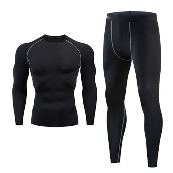 Men Compression Workout Set Long Sleeve Shirt Tight Pants Comfortable Breathable Sports Clothing Fitness Outfit XL