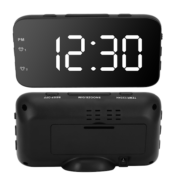 LED Digital väckarklocka Bärbar skrivbordsur med snooze för sovrum Hem Resor Vit