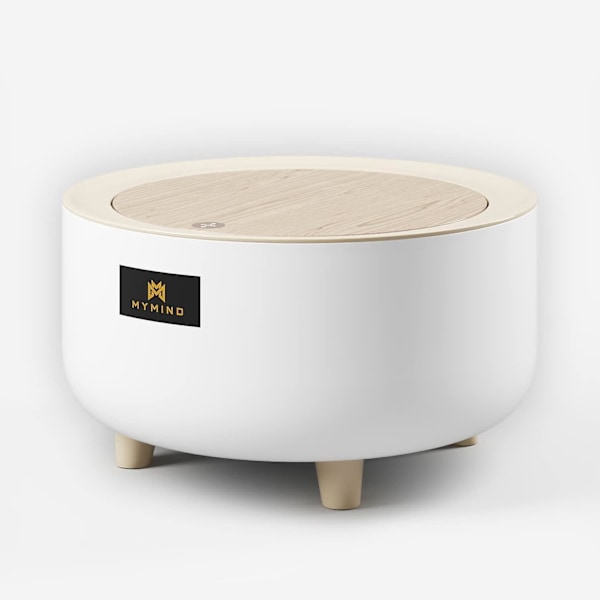 Bord søppelbøtte med lokk i trelook - Mini bord søppelbøtte med høykvalitets klikksystem - Kosmetikkbøtte liten kapasitet 2L - Som bord søppelbøtte