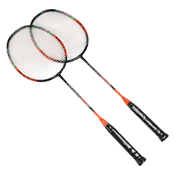 2 stk. Badminton Rackets i Carbon Fiber, Ultralette for Voksne til Trening, Konkurranse, Rekreasjon, Orange