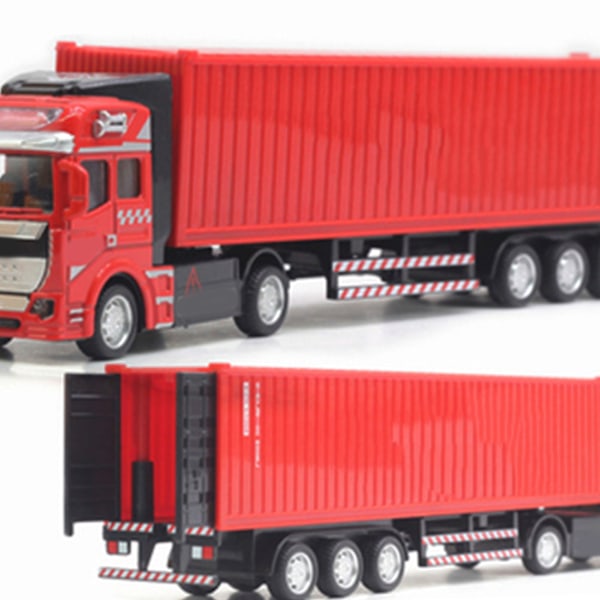Dragbil med containerleksak, hög simulering, plastlegering, containerbilmodell för pojkar, flickor, barn, present, röd