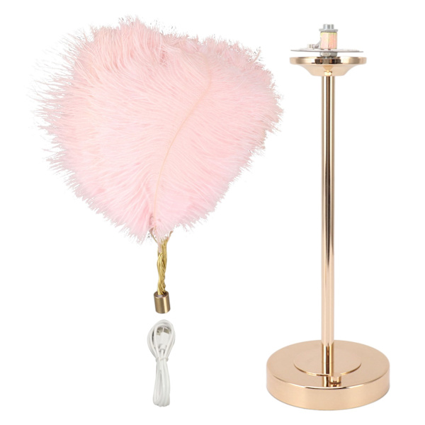 Fjäderbordslampa 3 Färger Dimbar Touch Switch USB-kontakt Romantisk Modern Dekorativ Sänglampa för Sovrum Rosa