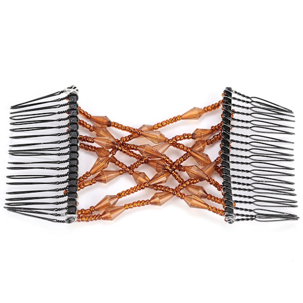 Kvinner Jente Magic Easy Hårperler Slide Stretchy Comb Clip Strekkbar hårnål Kaffe