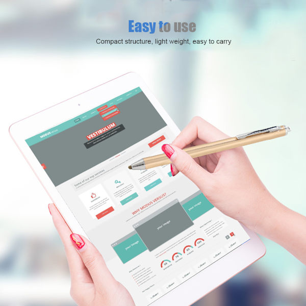 Stylus med stoffhode for Samsung Tab/LG/Huawei/Xiaomi-smarttelefoner og nettbrett for iPad 2018 (gull)