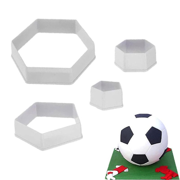 Set med 4 Fotbollsformade Hexagon Kakformar, Fondantformar för Fotbolls-VM, Socker, Tårta, Dessert