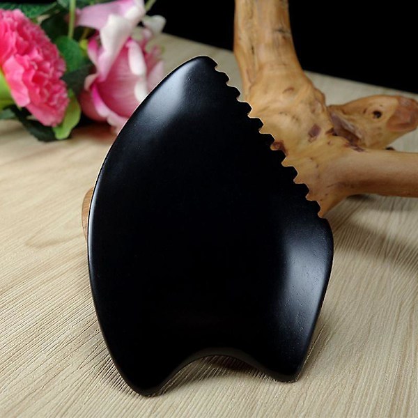 Svart Bianstone Gua Sha Massagverktyg för Ansikts- och Kroppsakupunkturterapi