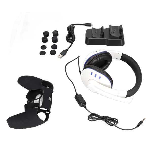 Til PS5 Controller Tilbehør 12 i 1 Gaming Headset Dobbelt Ladestation Beskyttelsesetui Tommelfingergreb til PS5