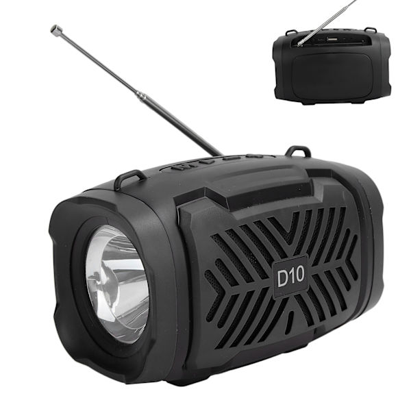 D10 Bluetooth V5.0 trådløs højttaler USB Micro højttaler med lysrem understøtter FM-sort