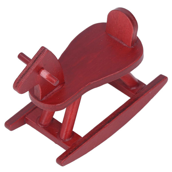 1:12 Dukkehus Gyngehest Træ Miniature Gyngehest Model Dekoration Børn Legetøj Mahogni Farve