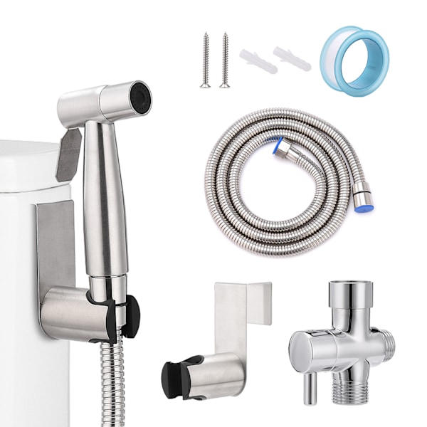 Stainless Steel Bidet Sprayer Spray Head Toilet Attachment Cleaning Tool Kit