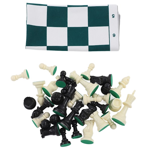 Schackset i plast med schackbräde i konstläder för fest, camping och avkoppling