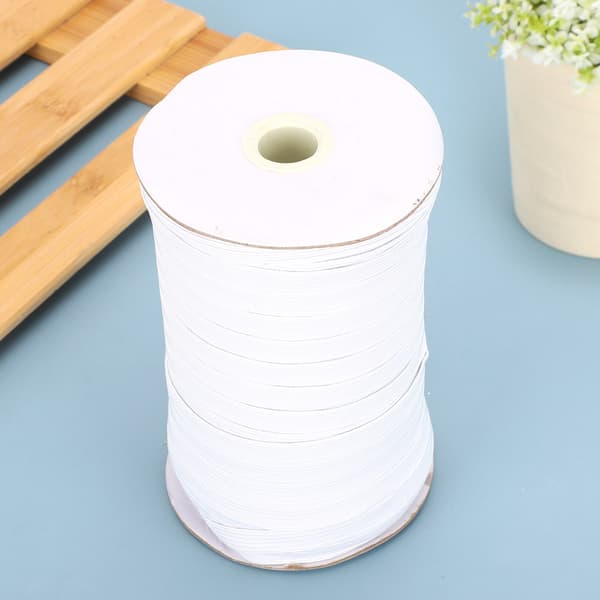 100 Yards Elastisk Bånd Flat Fleksibel Tau Bånd Munn Muffle Klær Tilbehør 10mm (Hvit)