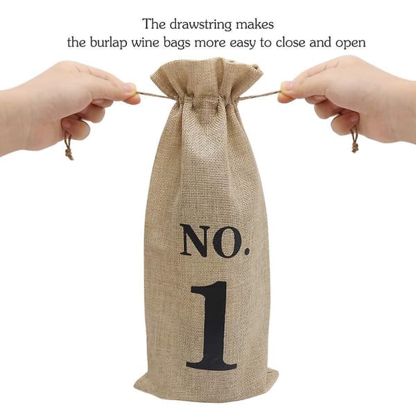 10 st Burlap Vinförpackningar med Etiketter för Blind Vinprovning, Numrerade Hessianska Tyg Glasflaska Present B