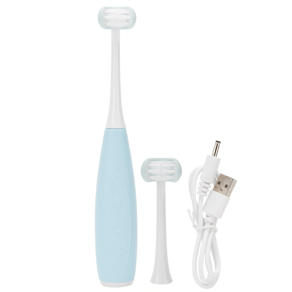 Sonic eltandborste för barn, USB-laddning, elektrisk tandborste för barn över 3 år, blå + grön