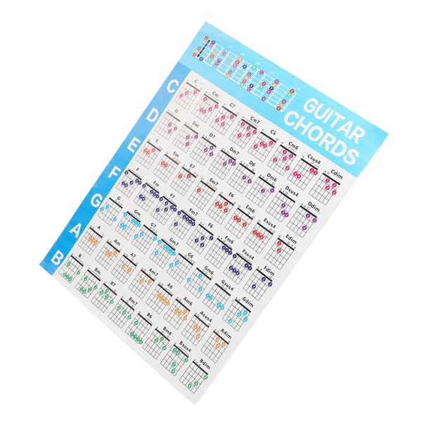 Guitar Akkord Plakat 56 Farvekodede Coated Paper Uddannelsesmæssig Reference Guide til Ukulele Spillere