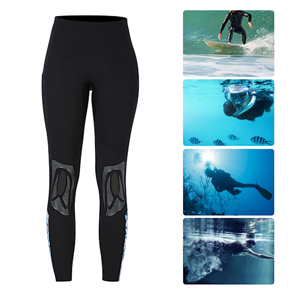 1,5 mm syvyyteen sukeltavat housut pitkät housut vesiurheiluun snorklaukseen surffaukseen mies sininen M
