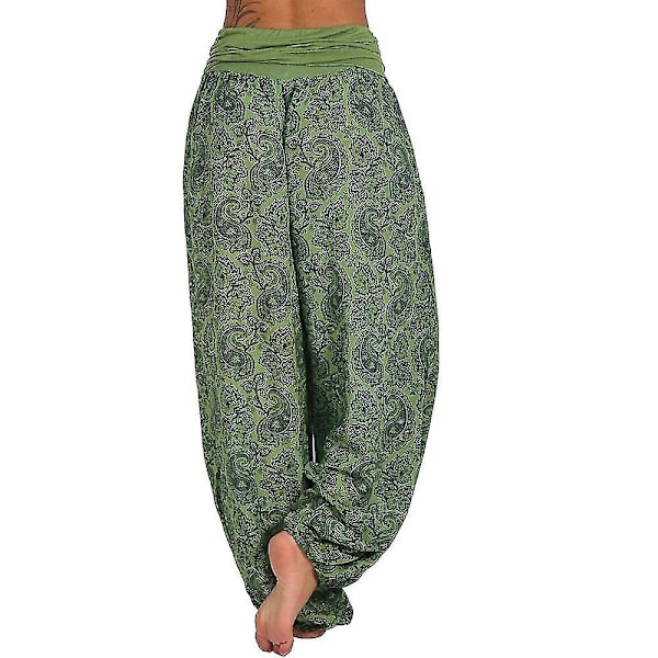 Trykte Aladdin Harem Yoga Bukser for Kvinner i Grønn Plus Size M