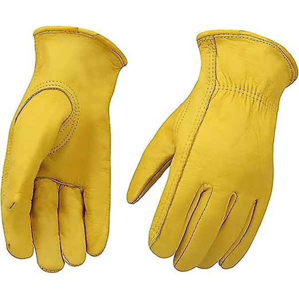 Arbetshandskar av nötläder - 2 par (12,5 x 25 cm) för körning, trädgårdsarbete, klippning, konstruktion, jordbruk, motorcykel