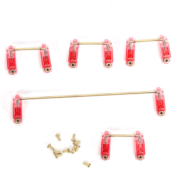 Mekanisk tastaturstabilisator med gullbelagte skruer Datamaskintilbehør for DIY 61/64/87 (Transparent rød)