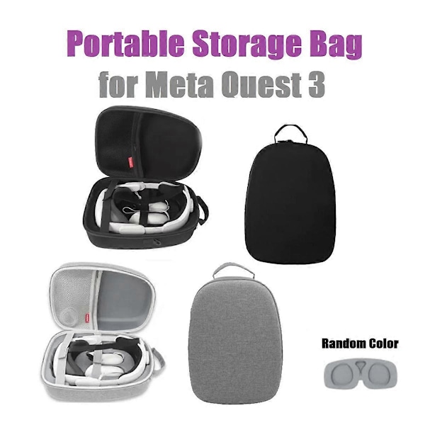 Kova EVA -säilytyslaukku Meta Quest3 VR -kuulokkeille, musta