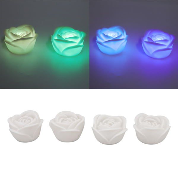4 stk. LED-roselys flammefri røgfri farverig LED-dekorationslys til barer, caféer, bryllupper, familiesammenkomster