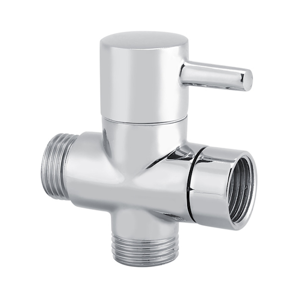 3-vejs T-form omskifter lukkeventil Bruser Toilet Bidet Sprøjte Vandadapter Krom farve