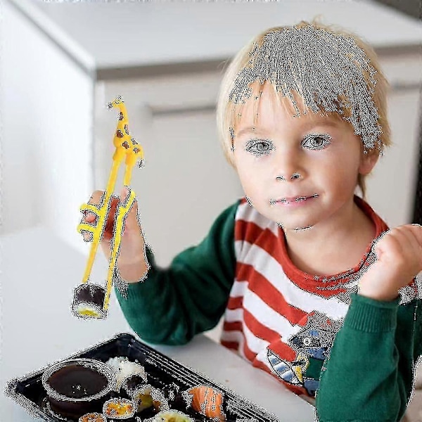 4 st Barnpinnar, Lära sig Ätpinnar Hjälpmedel för Barn, Träningspinnar med Djur för Nybörjare form6